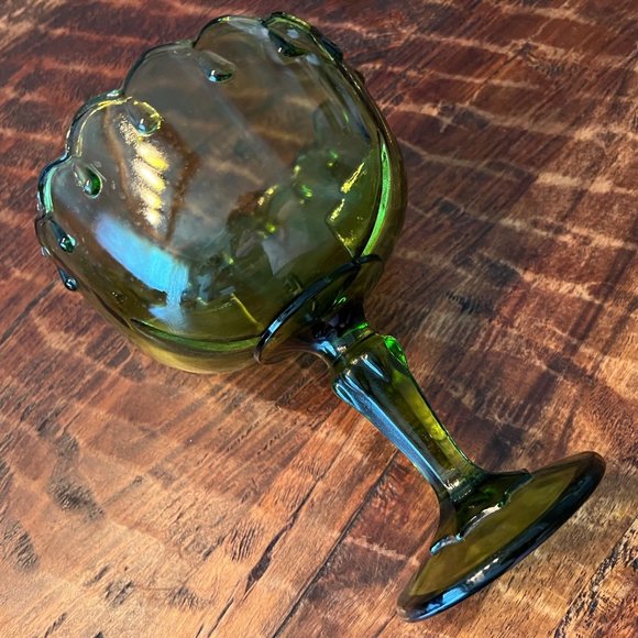 Vintage Other - Vintage Indiana Glass Olive Green Footed Compote
